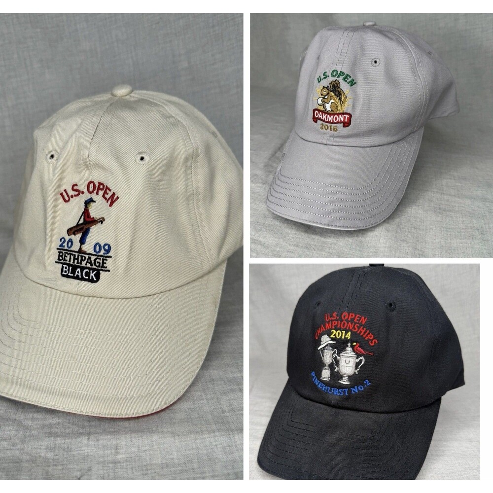 US Open 2016 2014 2009 Hats Lot Of 3 Cap USGA Member Strap back With Pen